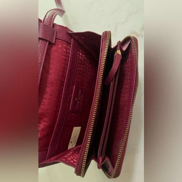 Kate Spade Chester Street Avie Burgundy Leather Crossbody Bag with Tassel Pebble - Picture 5 of 11